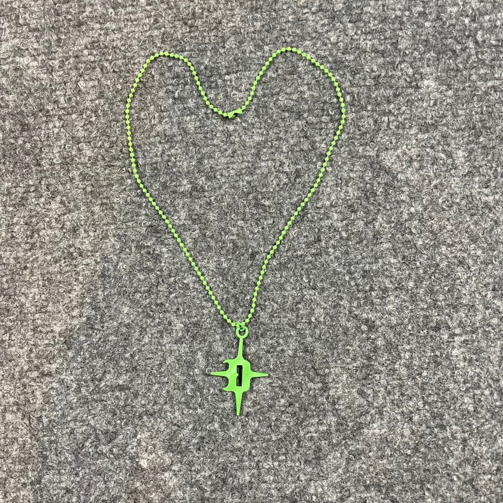 Dolls Kill Necklace Unisex OS Green Gothic Ball Chain‎ Streetwear Pendant